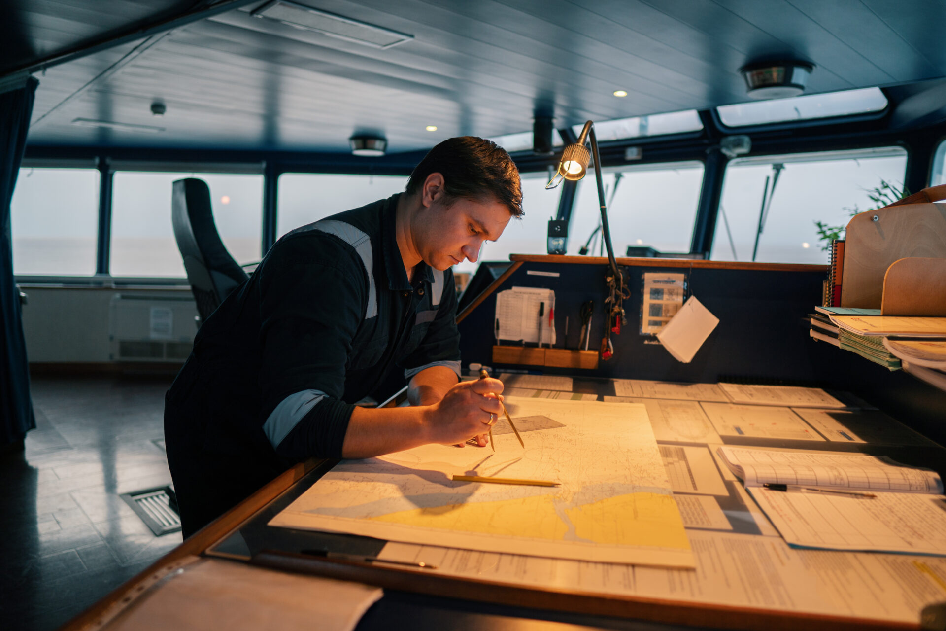 Marine navigational officer during navigational watch on Bridge